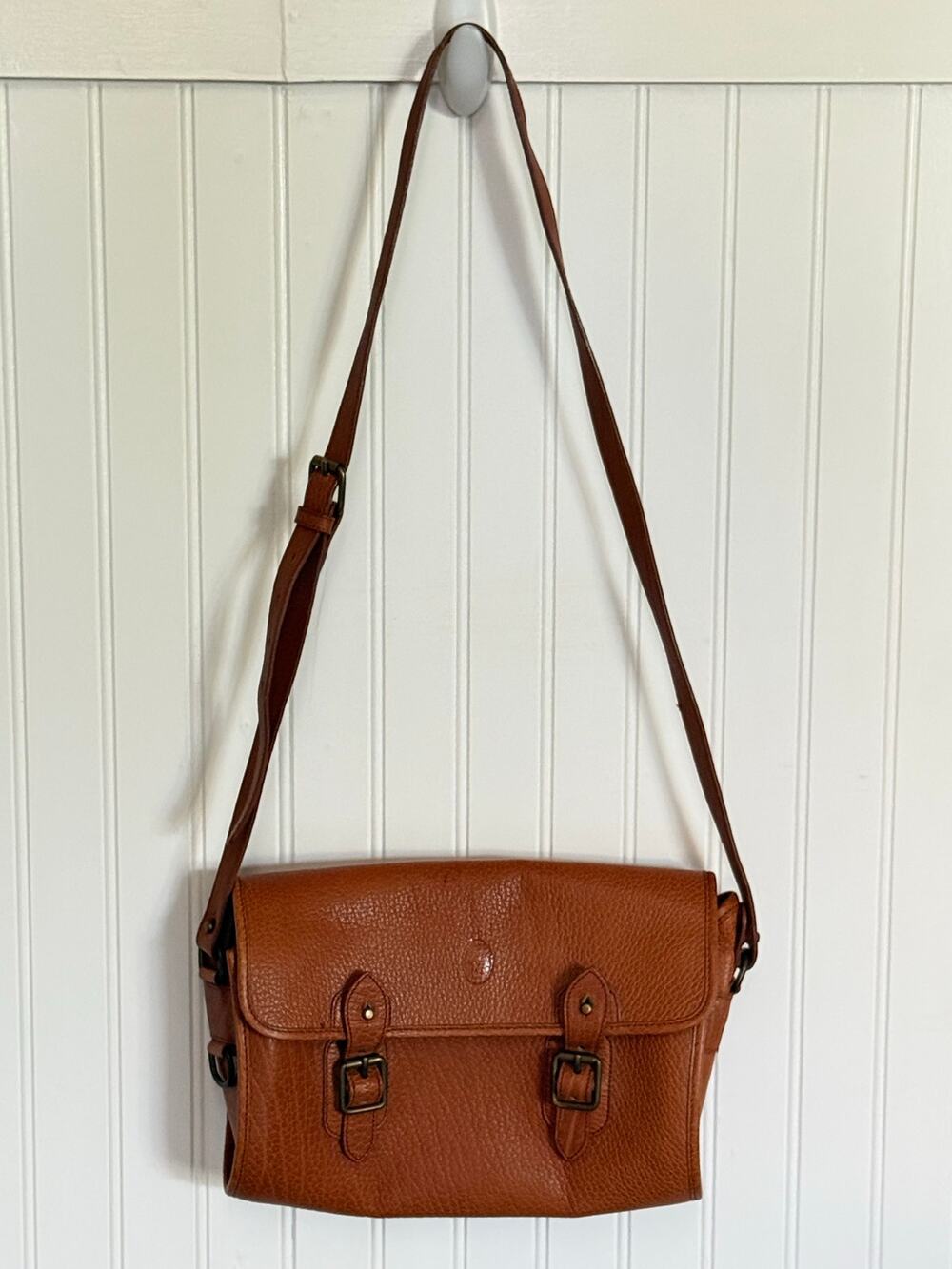 Ralph Lauren Vintage Shoulder messenger Bag Brown Double Logo